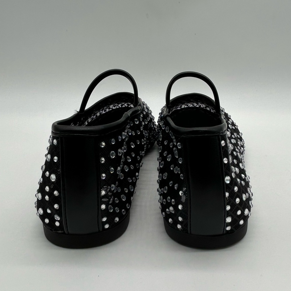 Madden NYC Black Mesh Rhinestone Mary Jane Flats | Size 10 Vegan | New with Box - Picture 6 of 11
